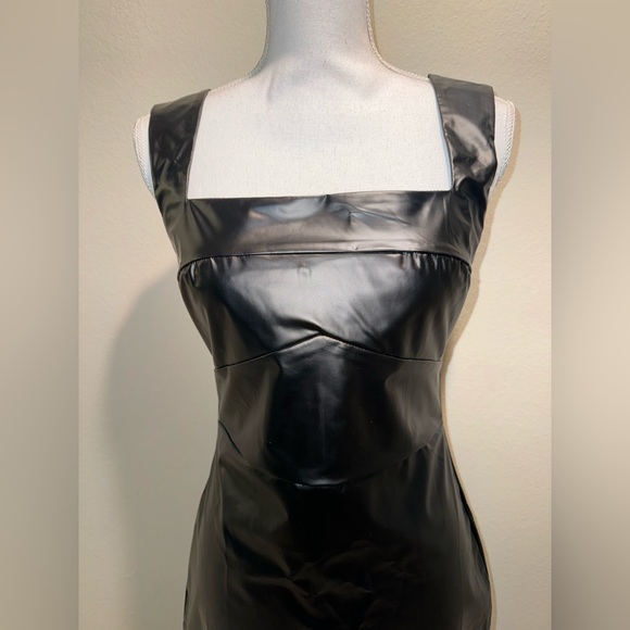 Faux Leather Bodycon Midi Dress - Picture 3 of 4